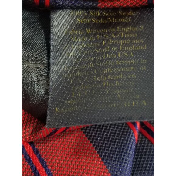 Brooks Brothers Red & Navy Blue Striped Silk Tie - Picture 5 of 9
